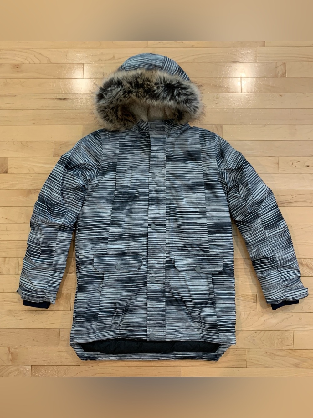 Lands’ End Kids Youth Girls Size XL (14-16) Down Parka – Grow-A-Longs – Faux Fur
